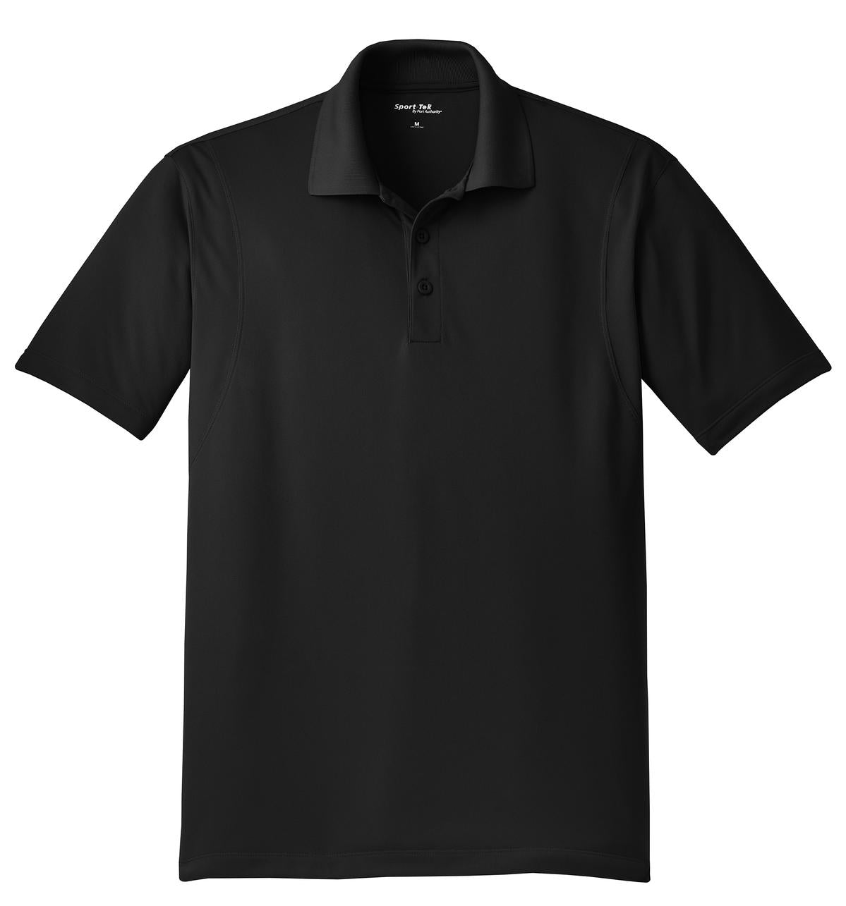 Front View of Black Sport-Tek Micropique Sport-Wick Polo. ST650 plain