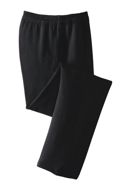 Front View of Black Sport-Tek Open Bottom Sweatpant. ST257 plain