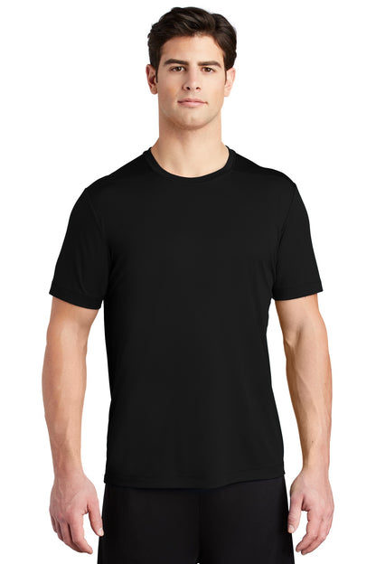 Front View of Black Sport-Tek Posi-UV Pro Tee. ST420 plain