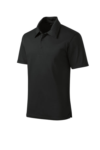 Front View of Black Sport-Tek PosiCharge Active Textured Polo. ST690 plain