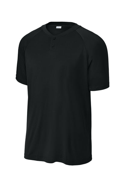 Front View of Black Sport-Tek PosiCharge Competitor 2-Button Henley ST359 plain