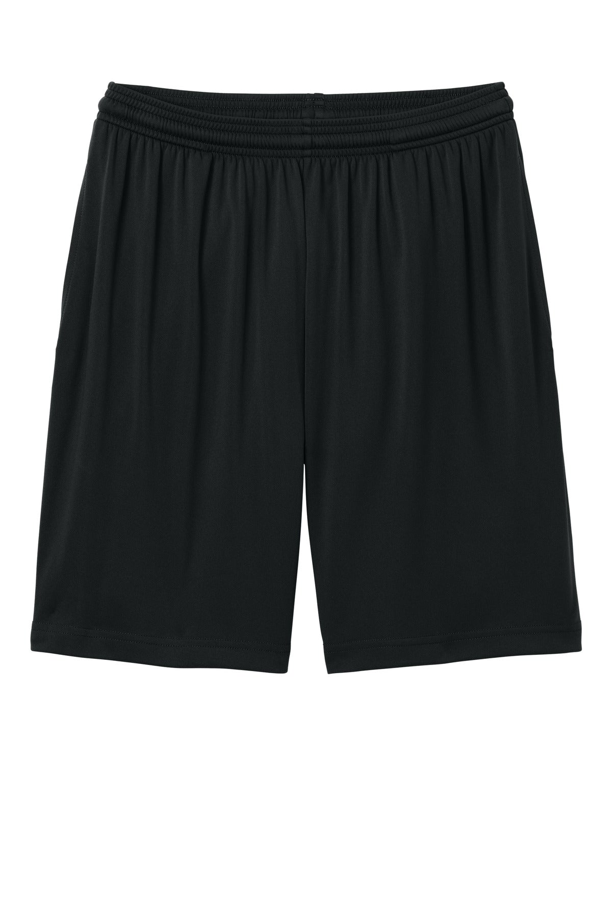 Front View of Black Sport-Tek PosiCharge Competitor 7" Pocketed Short ST349P plain