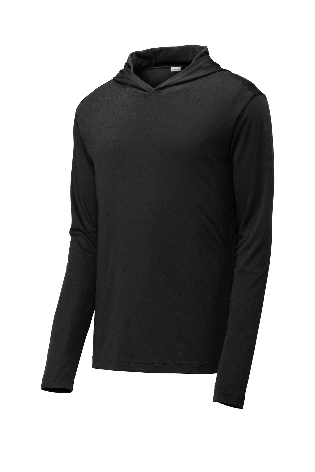 Front View of Black Sport-Tek PosiCharge Competitor Hooded Pullover. ST358 plain