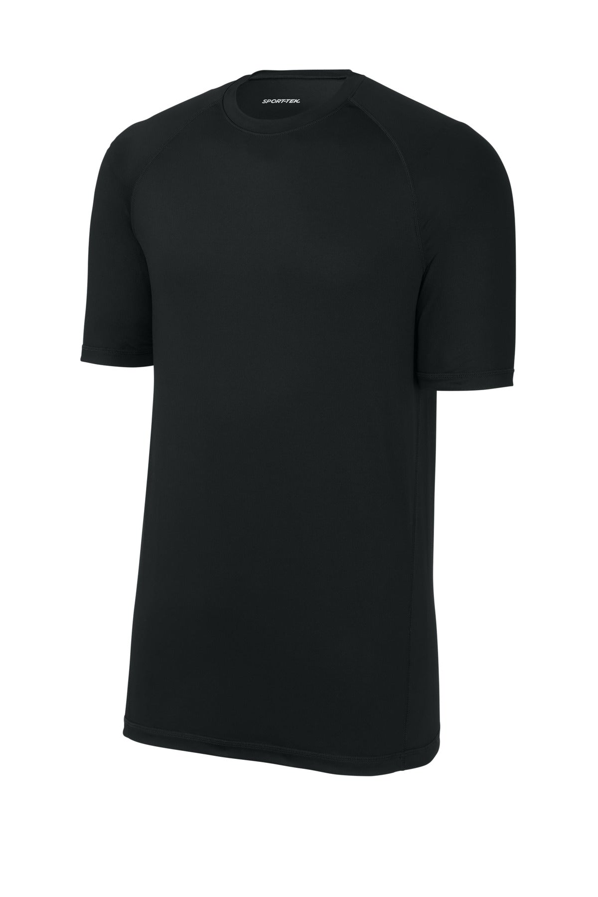 Front View of Black Sport-Tek PosiCharge Compression 1/2-Sleeve Tee ST120 plain