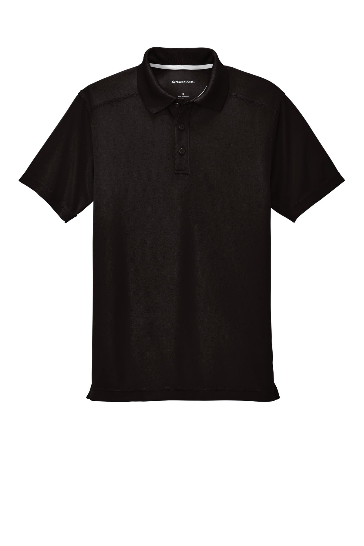 Front View of Black Sport-Tek PosiCharge Micro-Mesh Polo. ST680 plain