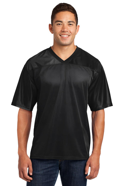 Front View of Black Sport-Tek PosiCharge Replica Jersey. ST307 plain
