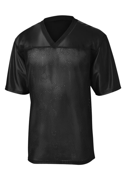 Front View of Black Sport-Tek PosiCharge Replica Jersey. ST307 plain
