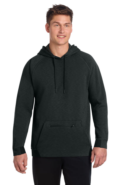 Front View of Black Sport-Tek PosiCharge Strive Hooded Pullover ST571 plain