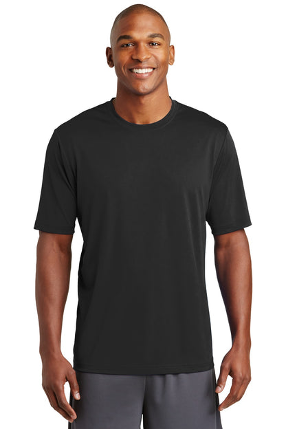 Front View of Black Sport-Tek PosiCharge Tough Tee . ST320 plain