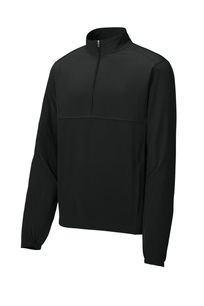 Front View of Black Sport-Tek Repeat 1/2-Zip JST481 plain