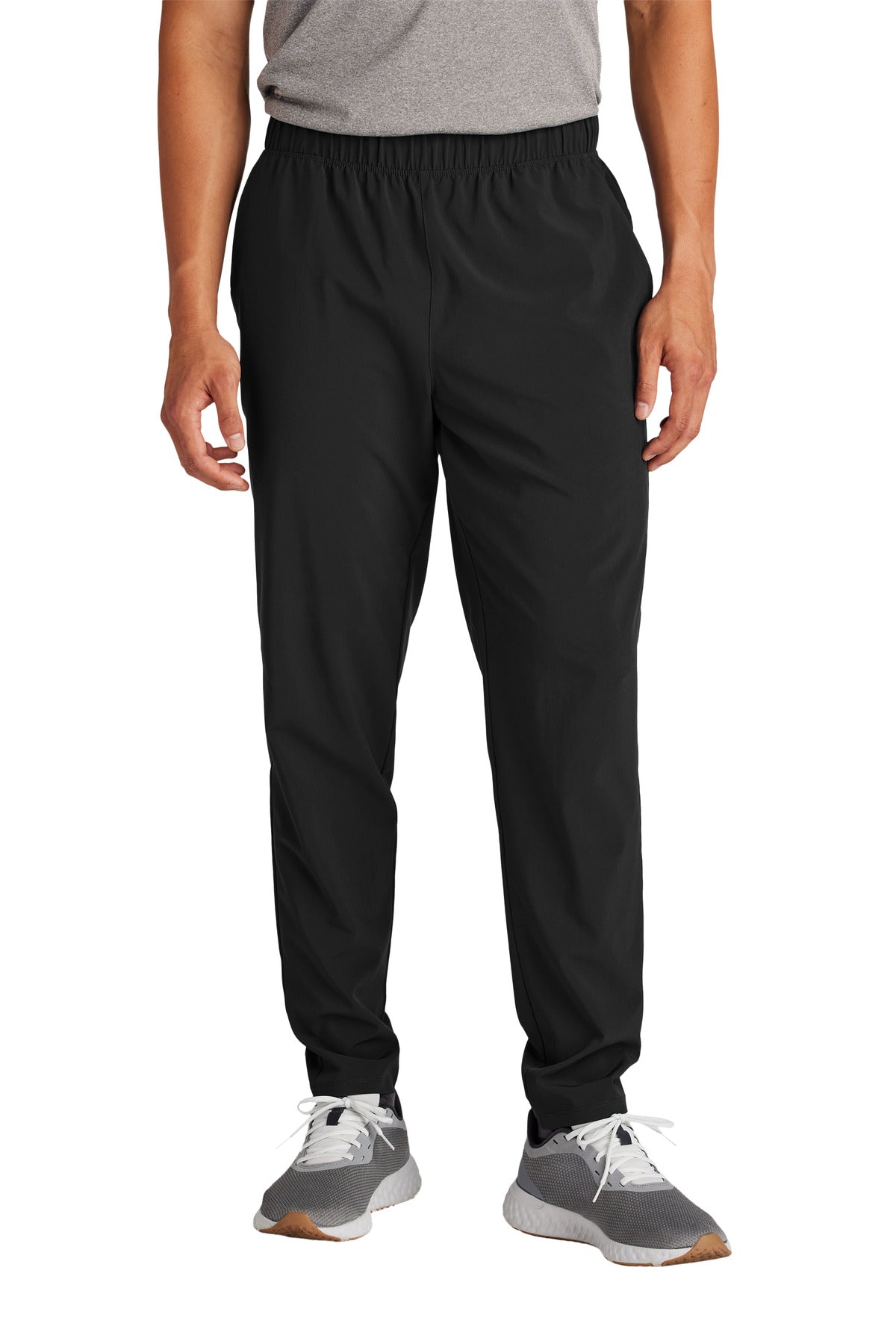 Front View of Black Sport-Tek Repeat Pant PST485 plain