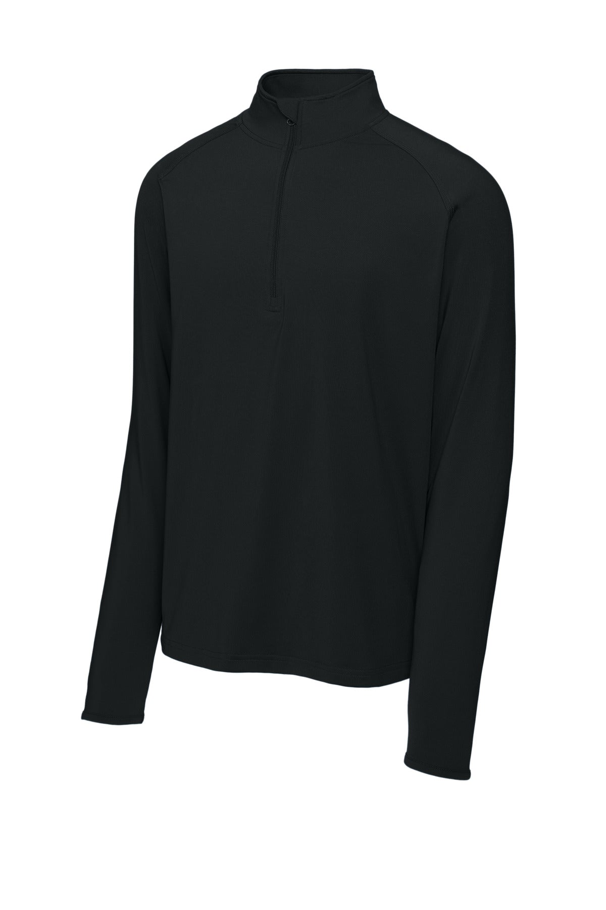Front View of Black Sport-Tek Sport-Wick Stretch 1/4-Zip Pullover. ST850 plain