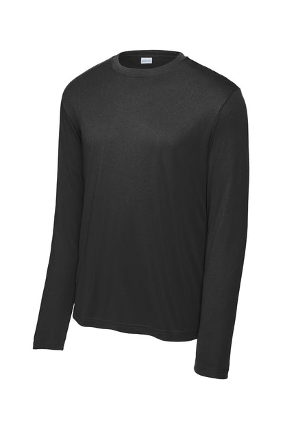 Front View of Black Sport-Tek Tall Long Sleeve PosiCharge Competitor Tee. TST350LS plain