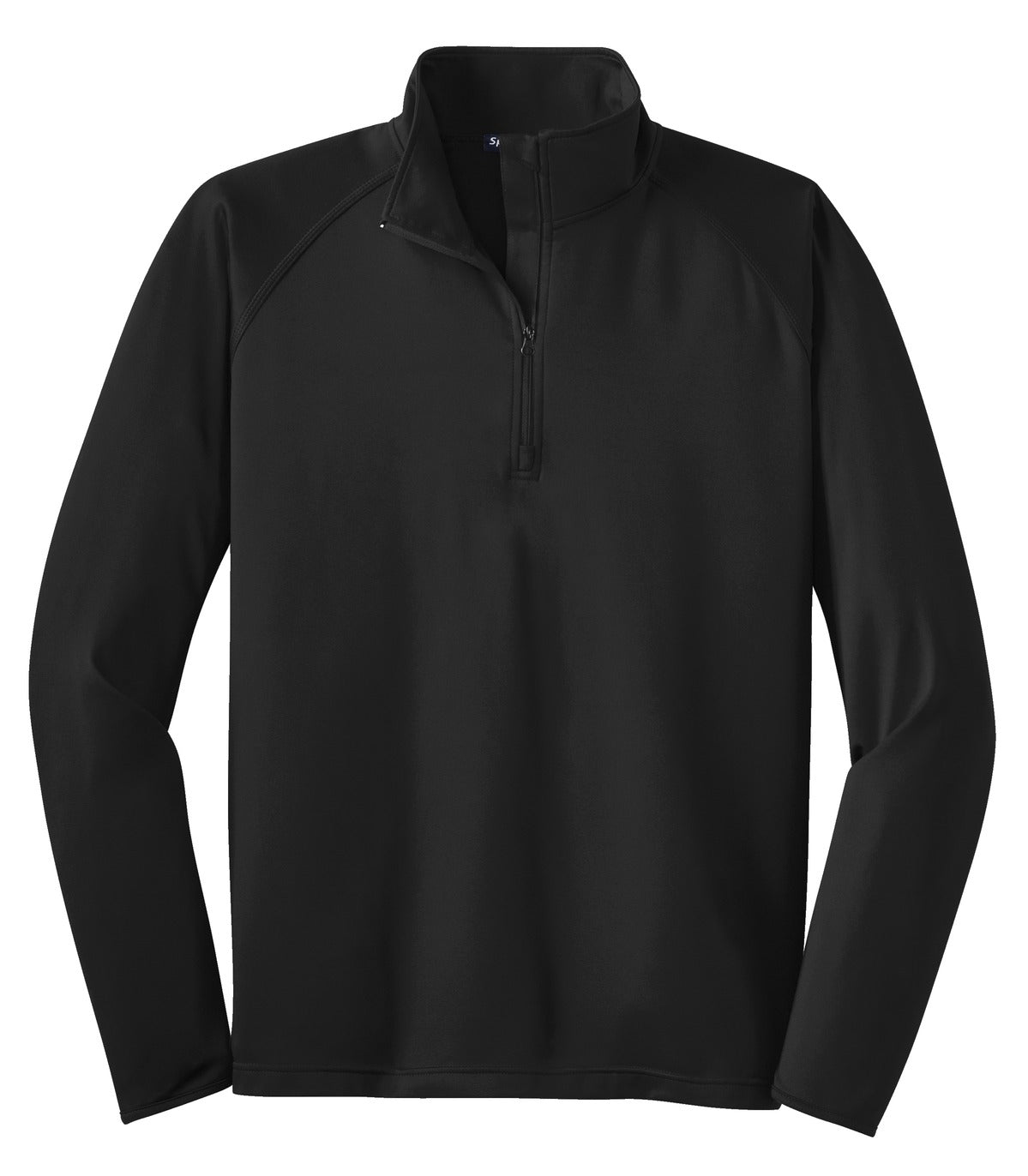 Front View of Black Sport-Tek Tall Sport-Wick Stretch 1/4-Zip Pullover. TST850 plain