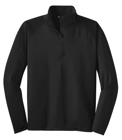 Front View of Black Sport-Tek Tall Sport-Wick Stretch 1/4-Zip Pullover. TST850 plain