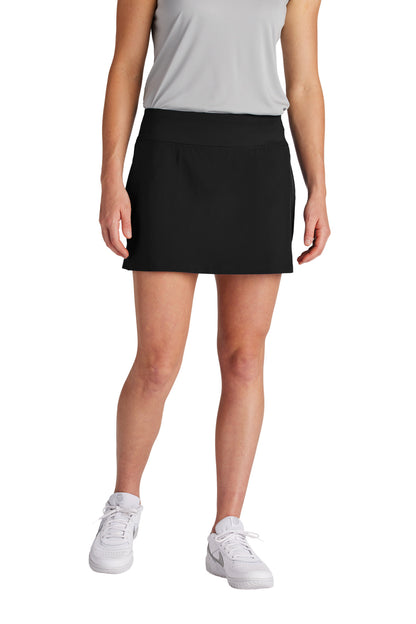 Front View of Black Sport-Tek Women's Repeat Skort LST486 plain