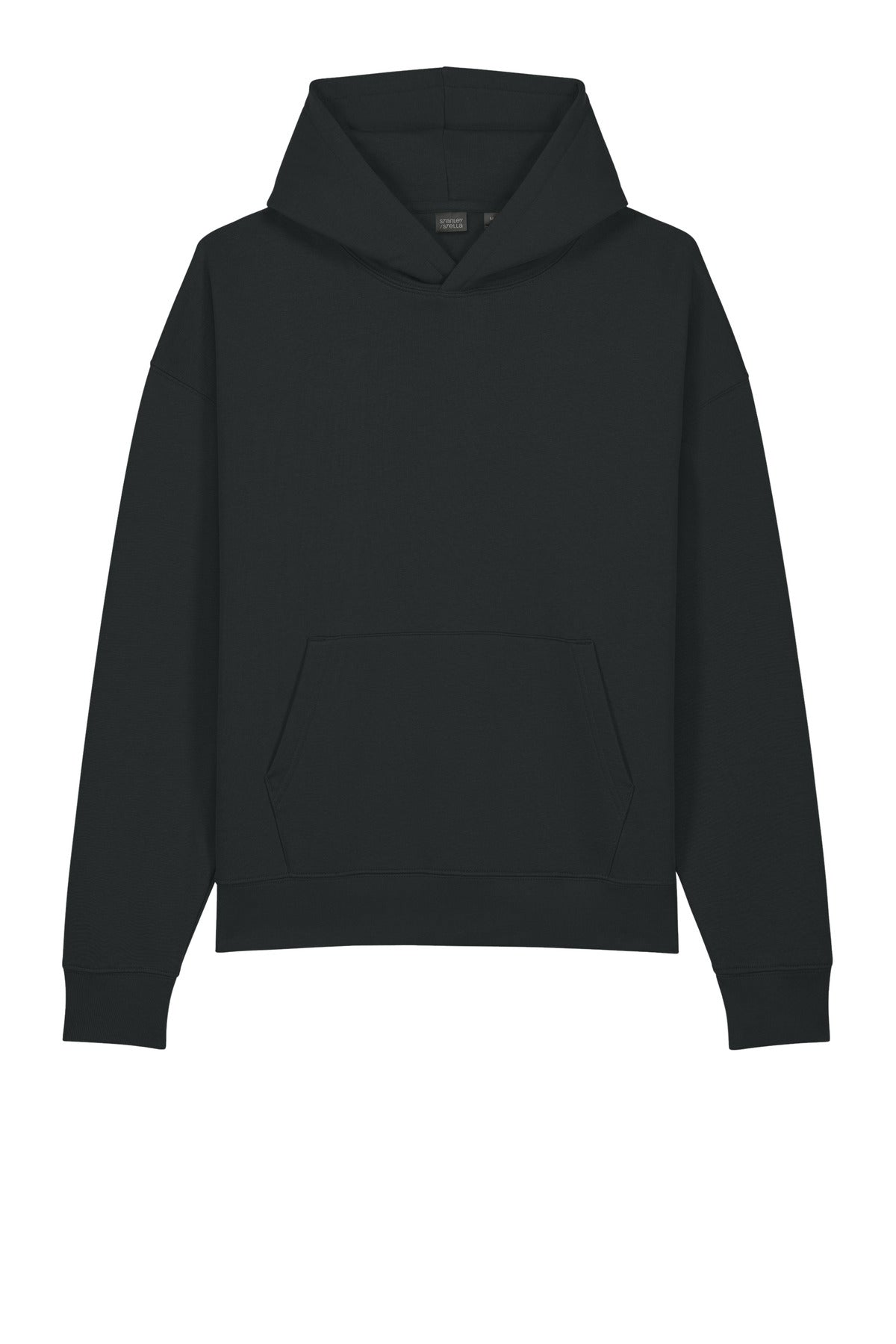 Front View of Black Stanley/Stella Unisex Chaser Hooded Sweatshirt SXU038 plain