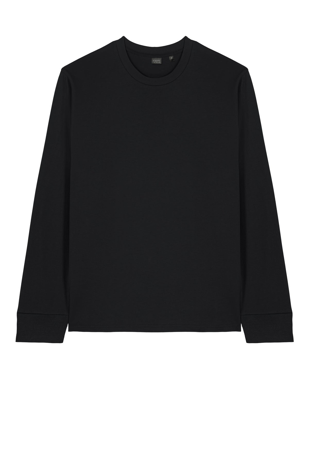 Front View of Black Stanley/Stella Unisex Creator 2.0 Long Sleeve Tee SXU022 plain