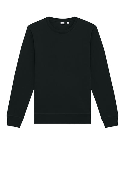 Front View of Black Stanley/Stella Unisex Roller Crewneck Sweatshirt SXU010 plain