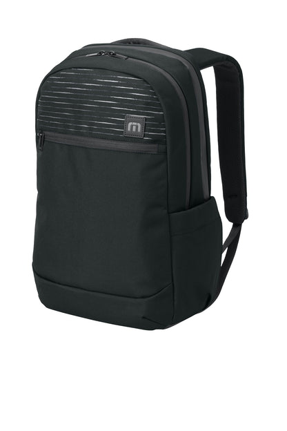 Front View of Black TravisMathew Approach Backpack TMB100 plain