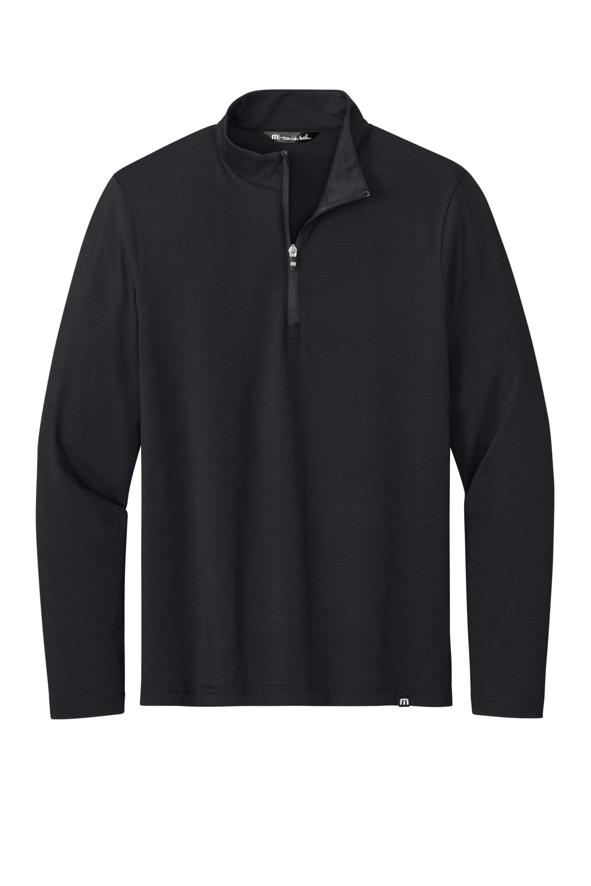Front View of Black TravisMathew Crestview 1/4-Zip TM1MW452 plain
