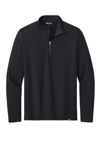 Front View of Black TravisMathew Crestview 1/4-Zip TM1MW452 plain