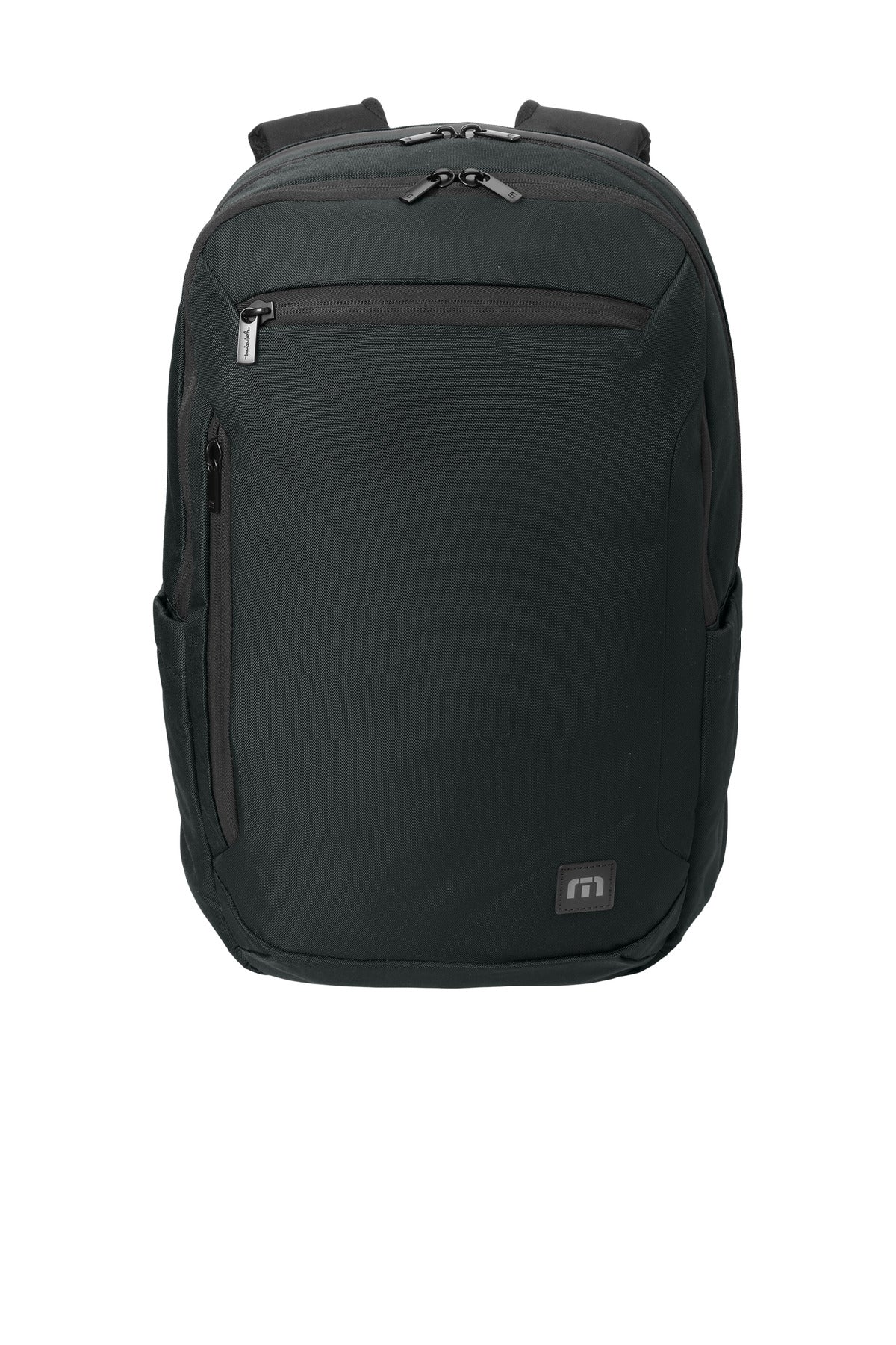 Front View of Black TravisMathew Duration Backpack TMB105 plain