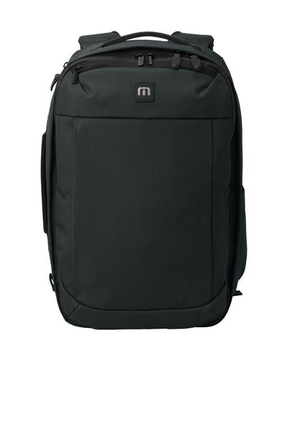 Front View of Black TravisMathew Lateral Convertible Backpack TMB106 plain