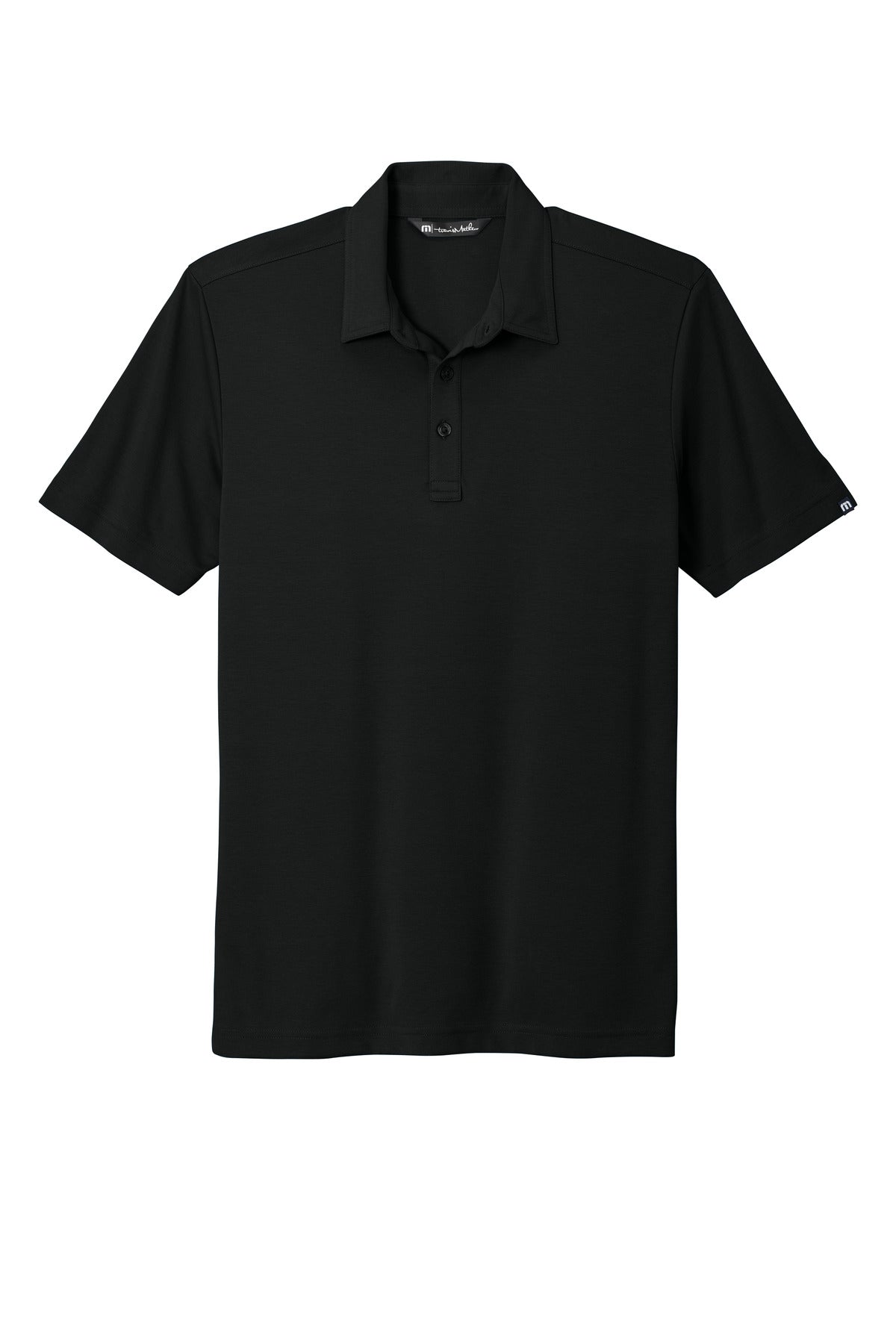 Front View of Black TravisMathew Oceanside Solid Polo. TM1MU411 plain