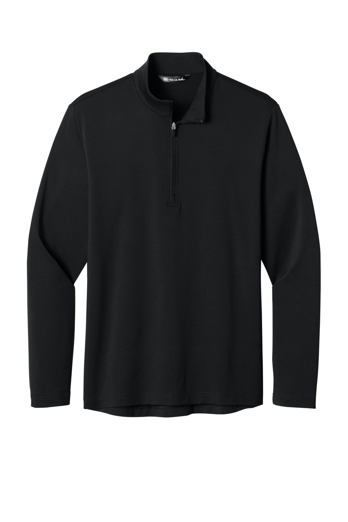 Front View of Black TravisMathew Onward 1/4-Zip TMA42775 plain