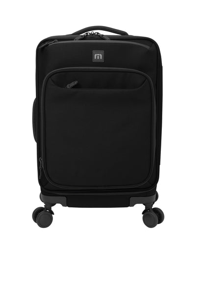 Front View of Black TravisMathew Quad Carry-On Spinner TMB400 plain
