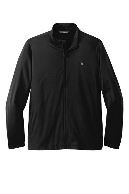 Front View of Black TravisMathew Surfside Full-Zip Jacket. TM1MU422 plain