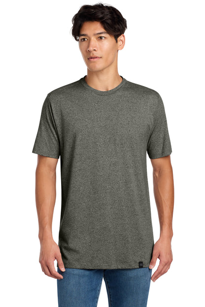 Front View of Black Twist New Era Heritage Blend Crew Tee. NEA100 plain