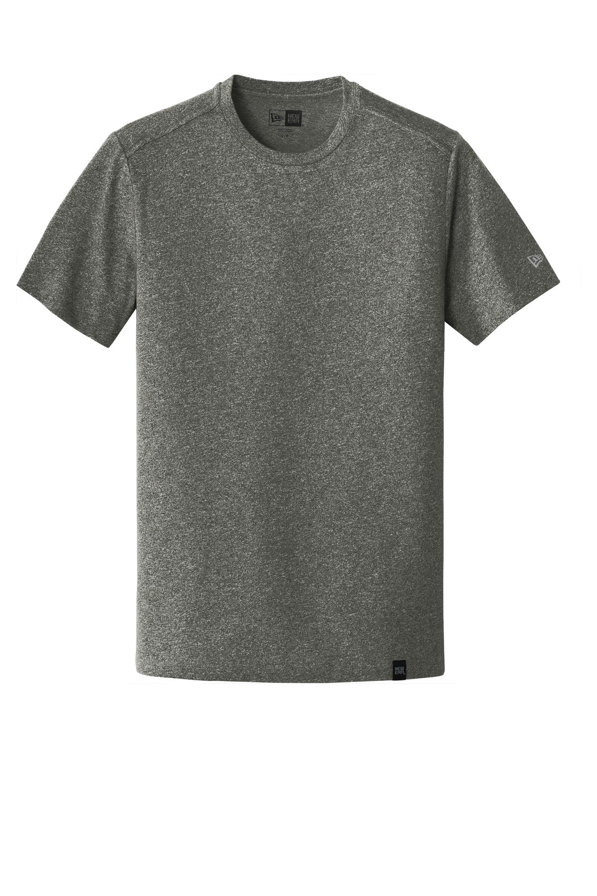 Front View of Black Twist New Era Heritage Blend Crew Tee. NEA100 plain