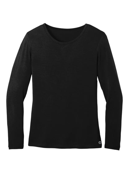Front View of Black Wink Women's Long Sleeve Layer Tee WW4029 plain
