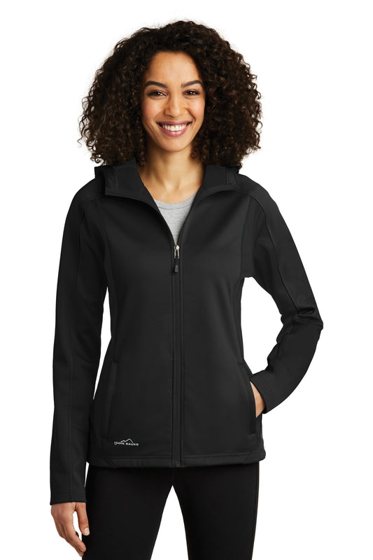Front View of Black/Black Eddie Bauer Women's Trail Soft Shell Jacket. EB543 plain
