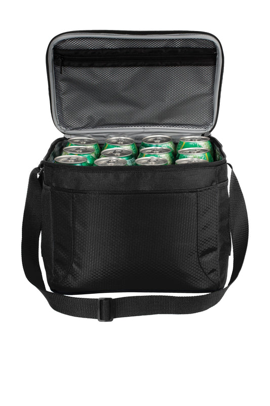 Front View of Black/Black Port Authority 12-Can Cube Cooler. BG513 plain