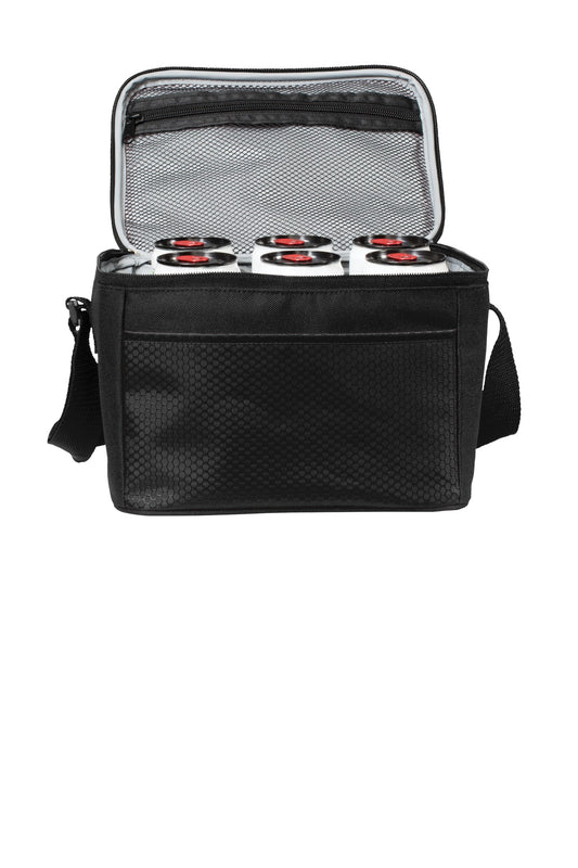 Front View of Black/Black Port Authority 6-Can Cube Cooler. BG512 plain