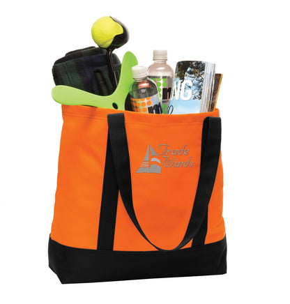 Front View of Black/Black Port Authority Day Tote. BG406 plain