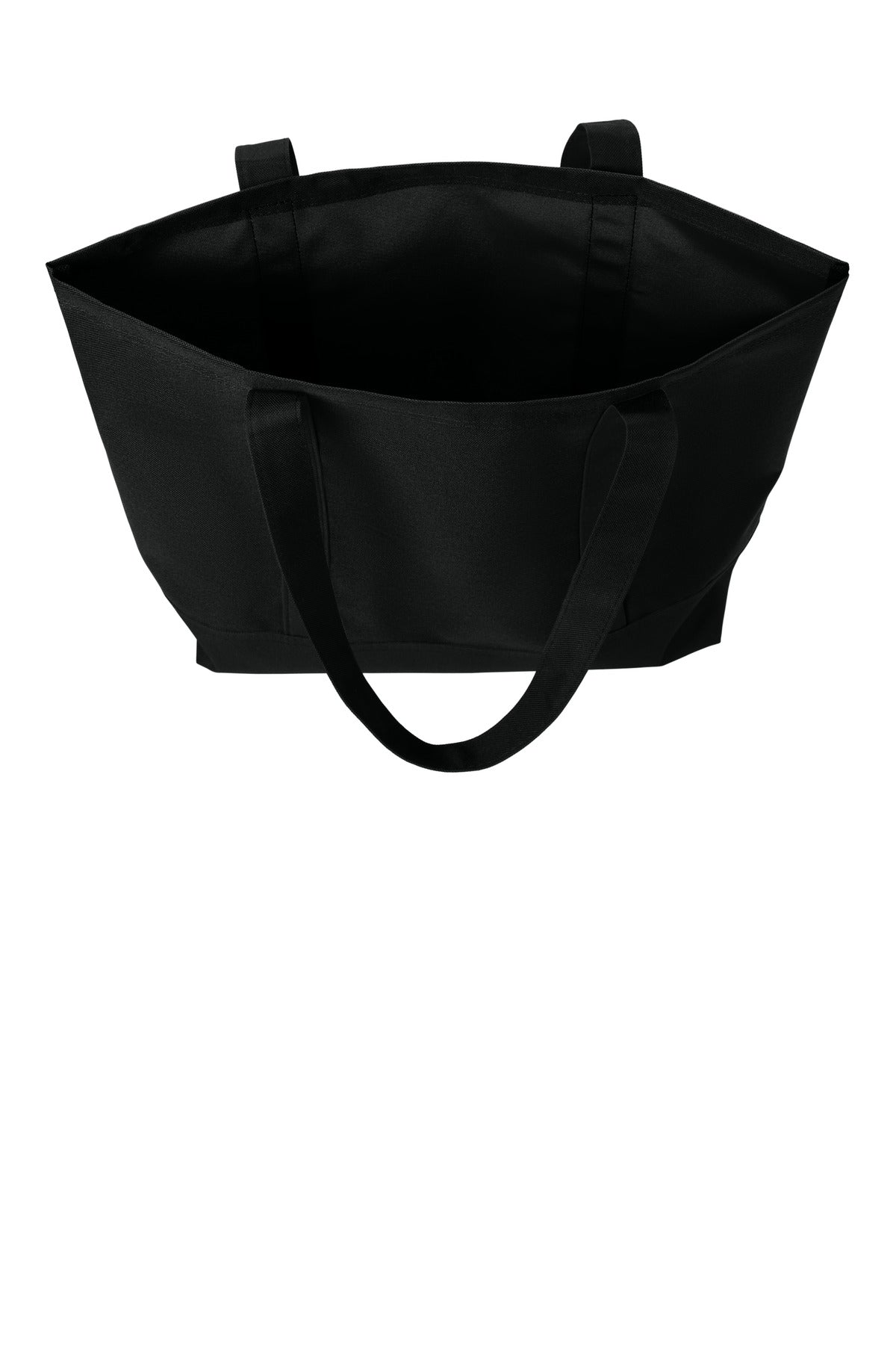 Front View of Black/Black Port Authority Day Tote. BG406