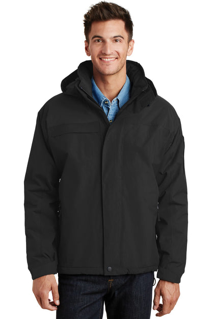 Front View of Black/Black Port Authority Nootka Jacket. J792 plain