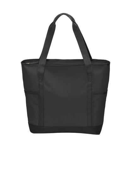 Front View of Black/Black Port Authority On-The-Go Tote. BG411 plain