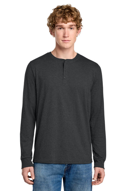 Front View of BlackFrost District Perfect Tri Long Sleeve Henley DT145 plain