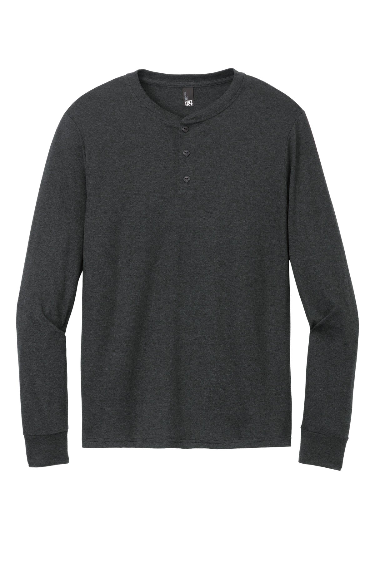 Front View of BlackFrost District Perfect Tri Long Sleeve Henley DT145 plain