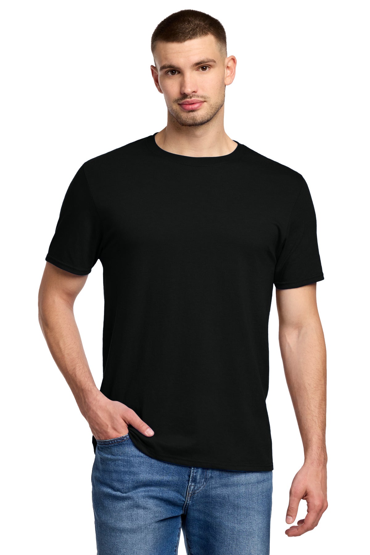 Front View of BlackInk Jerzees Premium Blend Ring Spun T-Shirt 560M plain