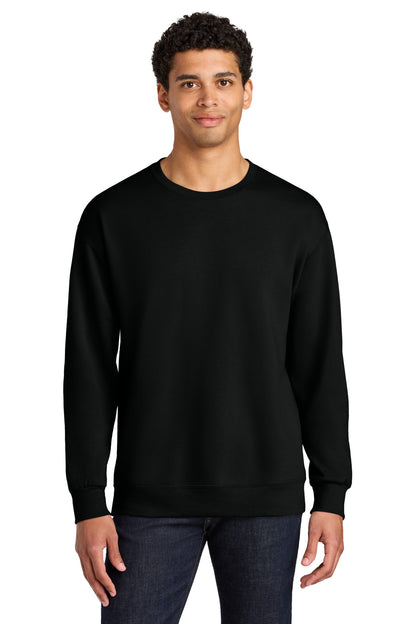 Front View of BlackInk Jerzees Ultimate Unisex CVC Ring Spun Crewneck Sweatshirt IC48M plain