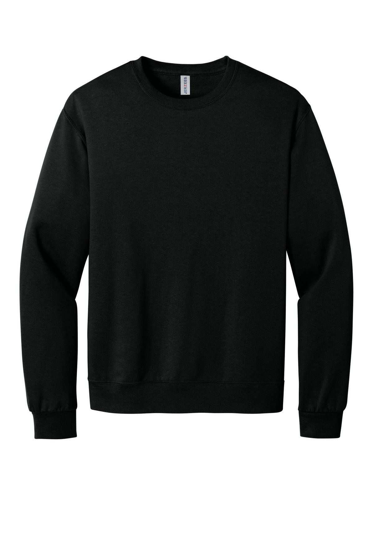 Front View of BlackInk Jerzees Ultimate Unisex CVC Ring Spun Crewneck Sweatshirt IC48M plain