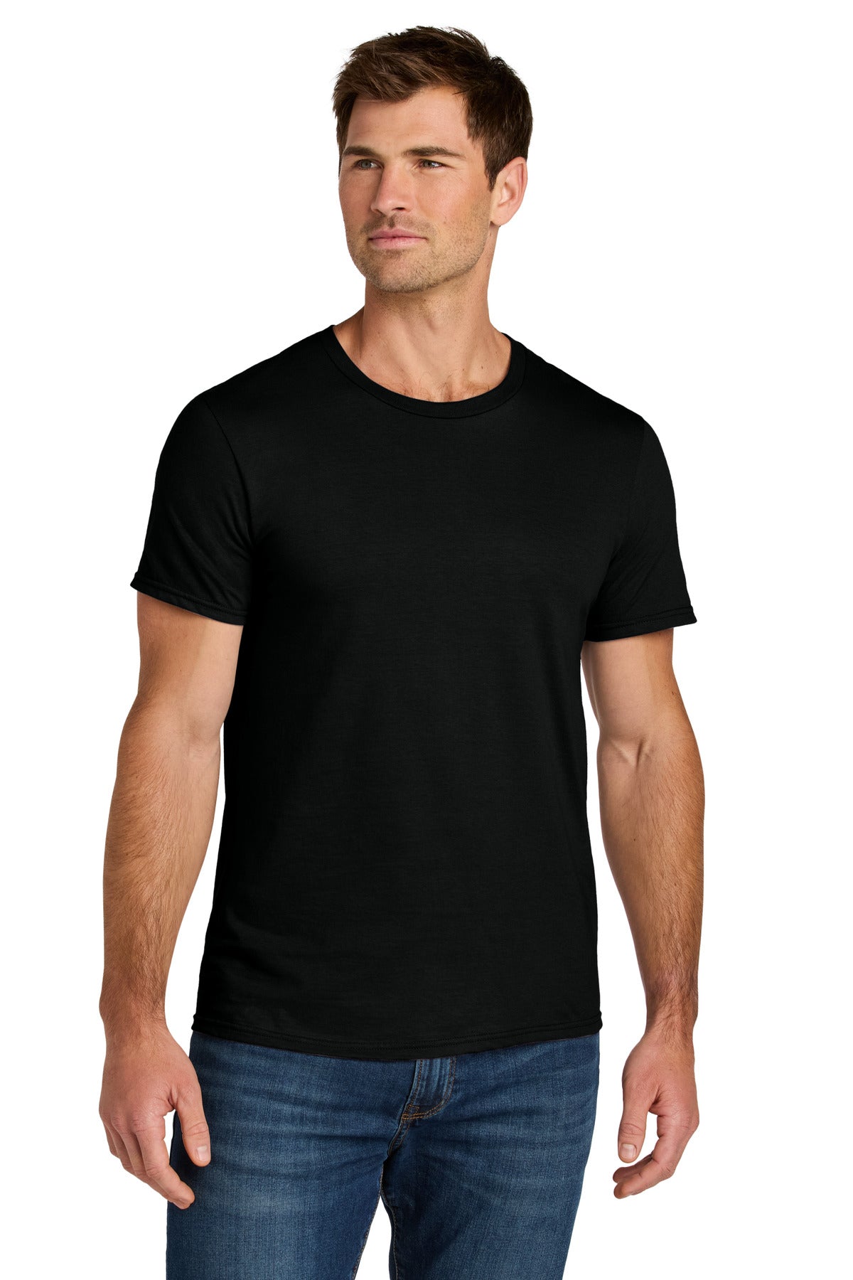 Front View of BlackInk Jerzees Ultimate Unisex Ring Spun T-Shirt IC46M plain