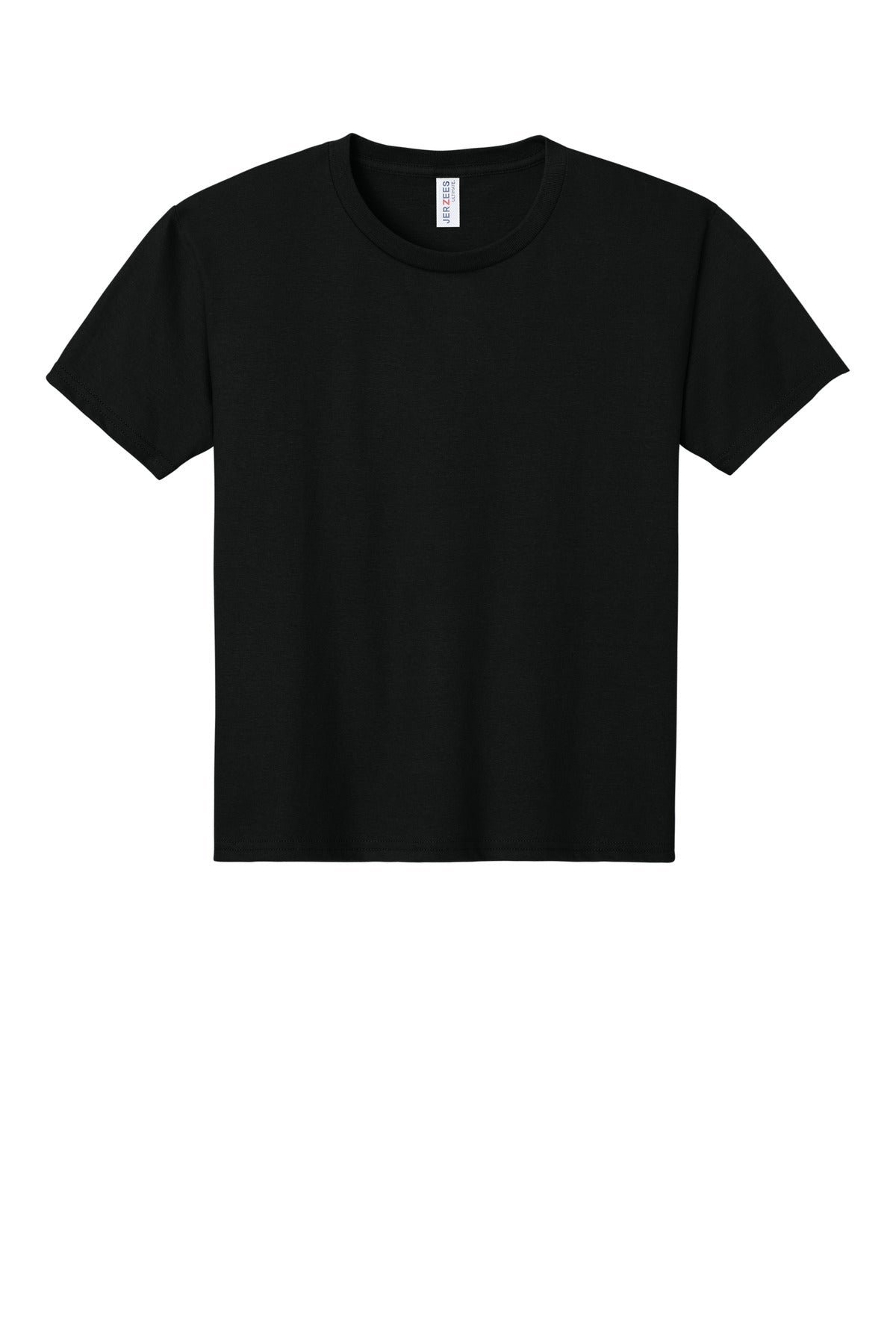 Front View of BlackInk Jerzees Ultimate Youth Ring Spun T-Shirt IC46B plain
