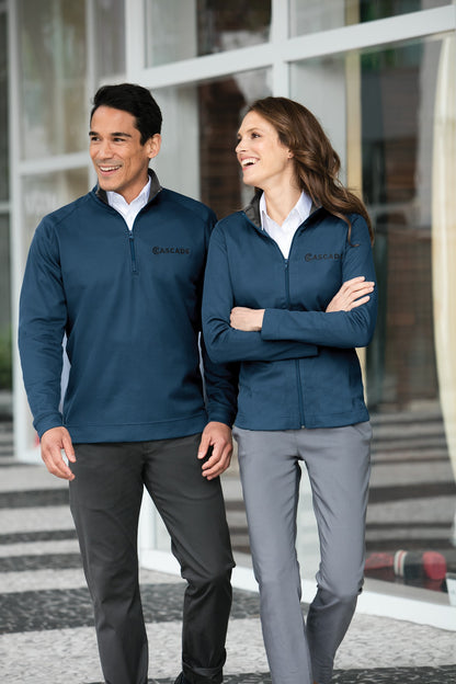 Front View of Black/Iron Gry Port Authority Women's Vertical Texture Full-Zip Jacket. L805 plain grouped